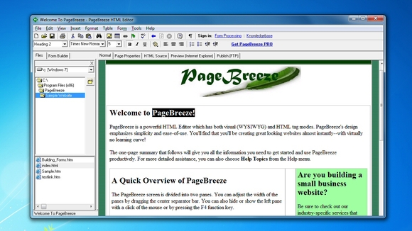 نرم افزار طراحی سایت : PageBreeze 